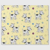 カスタムライトイエローパピーパーティー ラッピングペーパー (フラット)