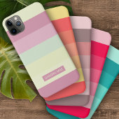 カスタムライトイエローライムグリーン赤面ピンクストライプ色 Case-Mate iPhoneケース