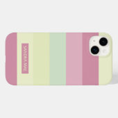 カスタムライトイエローライムグリーン赤面ピンクストライプ色 Case-Mate iPhoneケース (裏面 (横))