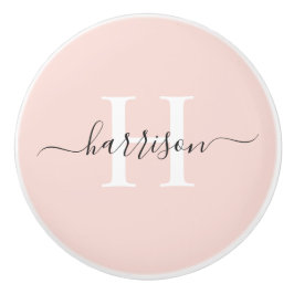 カスタムライトソフトパステル無地のピンクホワイトモノグラム セラミックノブ