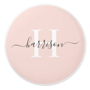 カスタムライトソフトパステル無地のピンクホワイトモノグラム セラミックノブ