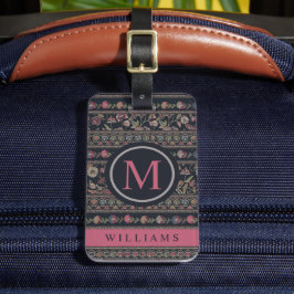 カスタムライトダークグレーピンク黒パタアステカーン ラゲッジタグ