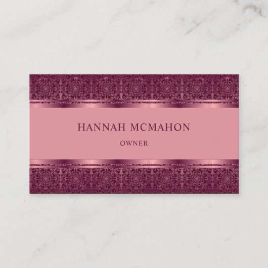 カスタムライトダークピンクパープル抽象芸術モノグラム 名刺 (正面)