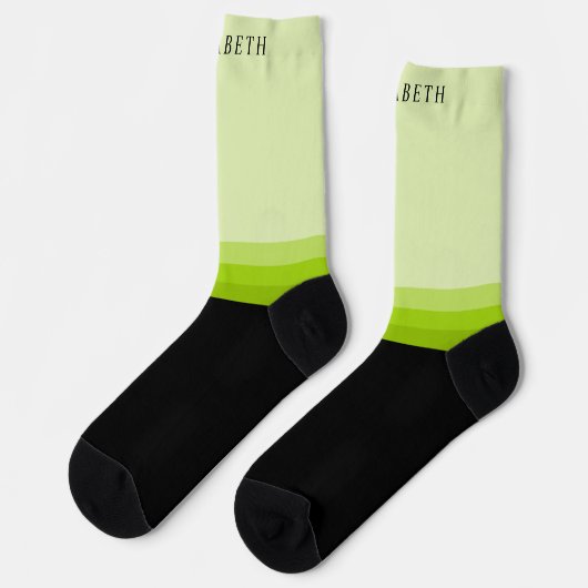 カスタムライトダークブライトグリーンブラックカラーブロック ソックス (左)