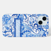 カスタムライトダークブルー白ペイズリーアートパターン Case-Mate iPhoneケース (裏面 (横))