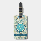 カスタムライトダークブルー白ペイズリーパターン ラゲッジタグ (正面縦)