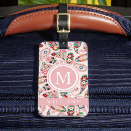 カスタムライトダークベビーピンクペイズリーパターン ラゲッジタグ