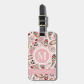 カスタムライトダークベビーピンクペイズリーパターン ラゲッジタグ (正面縦)