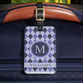 カスタムライトバイオレットダークパープルブルーアーガイルパター ラゲッジタグ