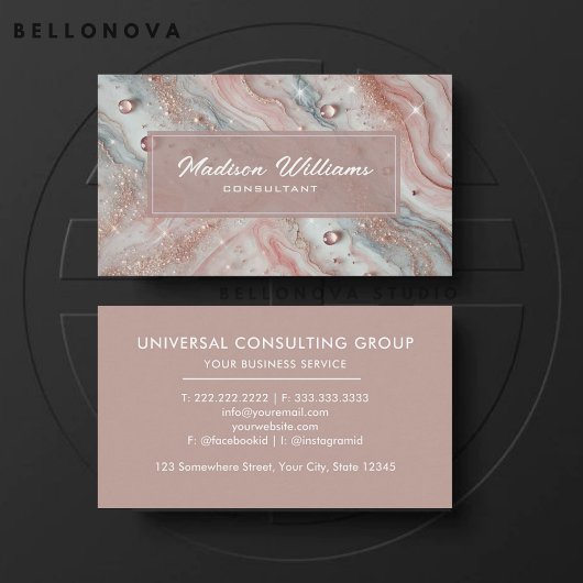 カスタムライトピンクブルーホワイトグリッタープロフェッショナル 名刺