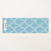 カスタムライトブルーモロッコ格子パターン ヨガマット (正面(横))