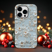 カスタムライトブルー刺繍フローラやる気を起こさせる Case-Mate iPhoneケース