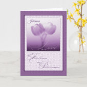 カスタムライフパートナー誕生日パープルチューリップ カード (黄色い花)