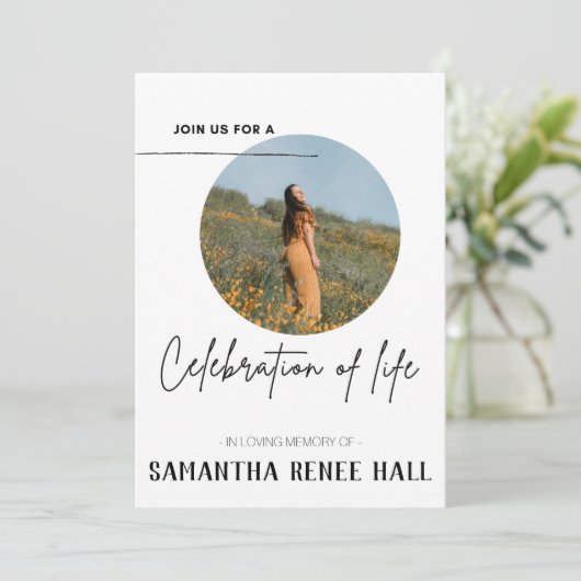 カスタムライフモダン招待状の写真お祝い サンキューカード (スタンド正面)