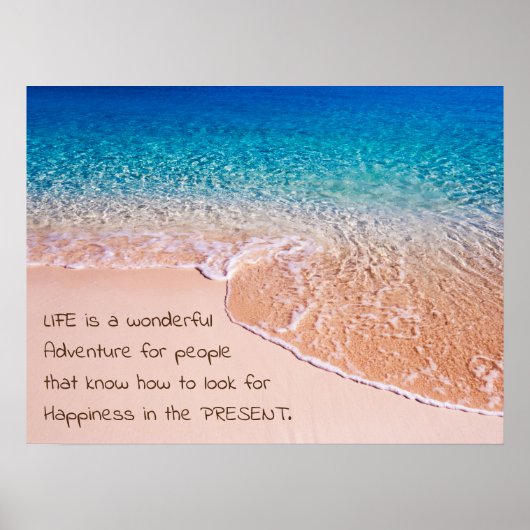 カスタムライフ引用文 |平和なビーチ ポスター (正面)