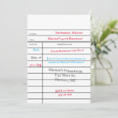 カスタムライブラリチェックアウトカード誕生日パーティー 招待状 (スタンド正面)