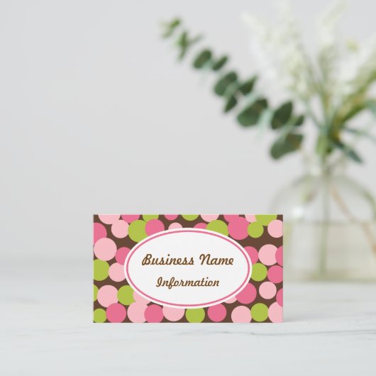 カスタムライムかわいらしドット名刺 名刺 (スタンド正面)