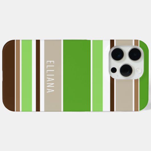 カスタムライムグリーンダークブラウンベージュホワイトストライプホテル Case-Mate iPhoneケース (裏面 (横))
