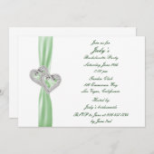 カスタムライムハートバチェロレッテ招待状 招待状 (正面/裏面)