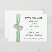 カスタムライムハート日付カードの保存 招待状 (正面/裏面)