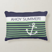 カスタムライム航海のセージ緑ストライプ アクセントクッション (正面)