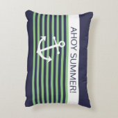 カスタムライム航海のセージ緑ストライプ アクセントクッション (裏面(縦))