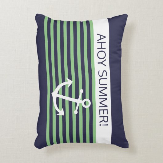 カスタムライム航海のセージ緑ストライプ アクセントクッション (正面(垂直))