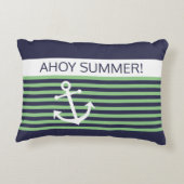 カスタムライム航海のセージ緑ストライプ アクセントクッション (裏面)