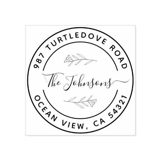 カスタムラウンドエレガント差出人住所スタンプ ラバースタンプ (インプリント)