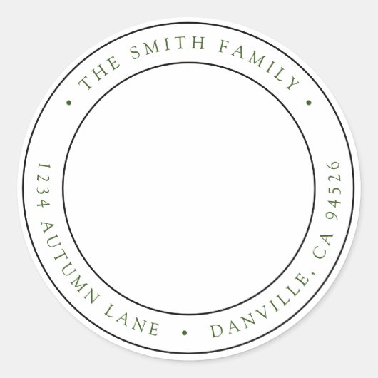 カスタムラウンドクリスマス差出人住所ラベル ラウンドシール (正面)