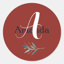 カスタムラウンドゴールデンフレームとブランチブーケ ラウンドシール