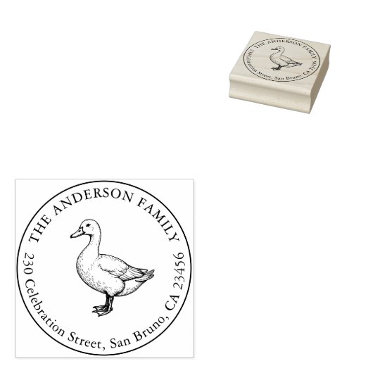 カスタムラウンドファミリーアドレスダック差出人住所 ラバースタンプ (押印)