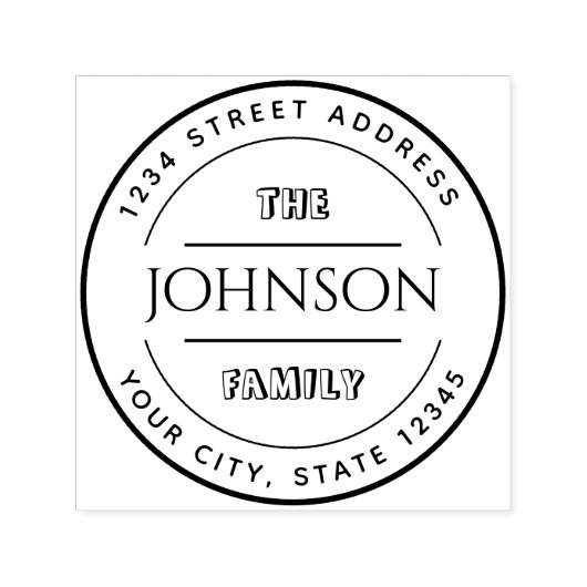 カスタムラウンドファミリー名差出人住所 セルフインキングスタンプ (デザイン)
