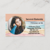 カスタムラウンドフォトおよびQRコード小規模企業 名刺 (正面)