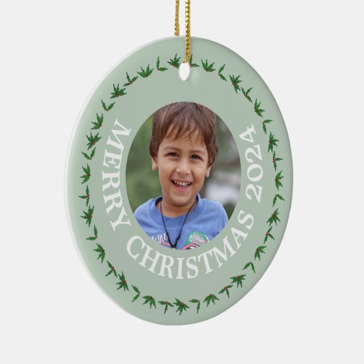 カスタムラウンドフォトクリスマスオーナメント セラミックオーナメント (右)