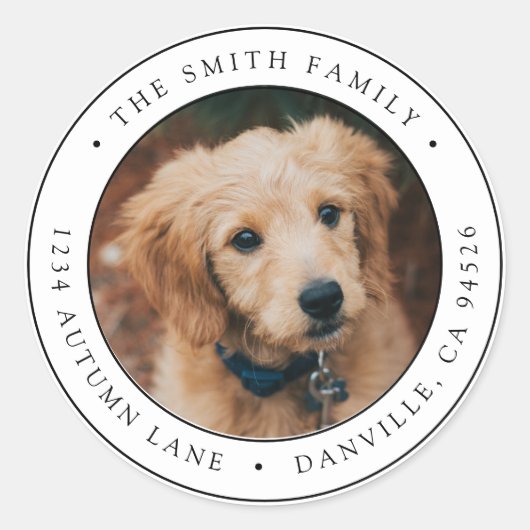 カスタムラウンドフォト差出人住所ラベル ラウンドシール (正面)