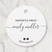 カスタムラウンドホワイトスクリプトハンドメイドジュエリーラベル フェイバータグ (裏面)