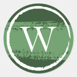 カスタムラウンドモノグラムステッカー |緑と白 ラウンドシール