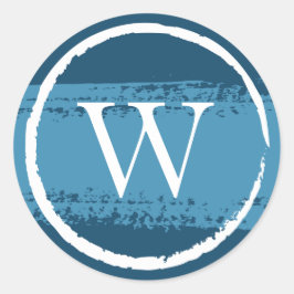 カスタムラウンドモノグラムステッカー |青と白 ラウンドシール