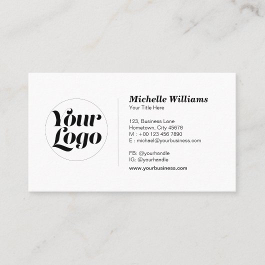 カスタムラウンドロゴプロフェッショナルモダンシンプル Busin 名刺 (正面)