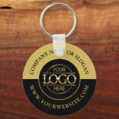 カスタムラウンドロゴプロモーションブラック&金ゴールド キーホルダー (裏面)