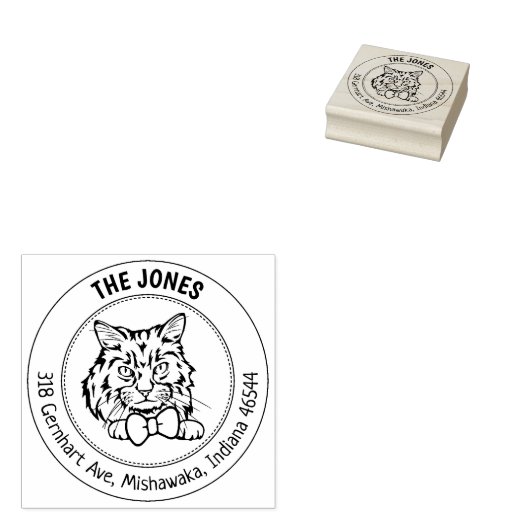 カスタムラガムフフィンキャット差出人住所 ラバースタンプ (押印)