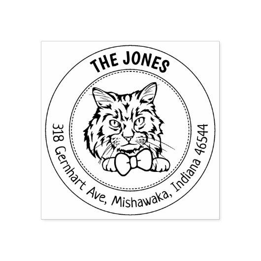カスタムラガムフフィンキャット差出人住所 ラバースタンプ (インプリント)