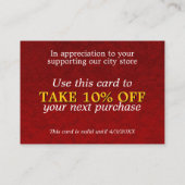 カスタムラグジュアリービジネス 割引カード (裏面)