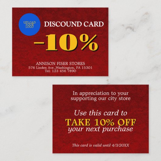 カスタムラグジュアリービジネス 割引カード (正面/裏面)