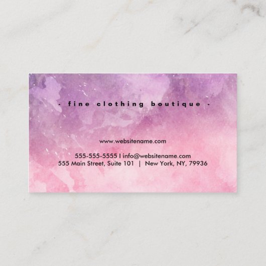カスタムラグジュアリーブティックウォーターカラーピンク 名刺 (裏面)