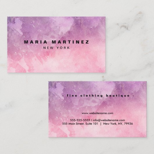 カスタムラグジュアリーブティックウォーターカラーピンク 名刺 (正面/裏面)