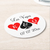 カスタムラスベガストランプのポーカーウェディングパーティーコースターセット ラウンドペーパーコースター (アングル)