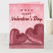 カスタムラッピングの輝く紫ハート バレンタイン カード (正面)