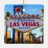 カスタムラパーソナライズされたスベガス セラミックオーナメント (裏面)
